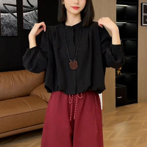 Korean Style Fashionable round Neck Long Sleeve Womens Set Casual Pants Two-Piece Suite Autumn New Arrival Age-Defying