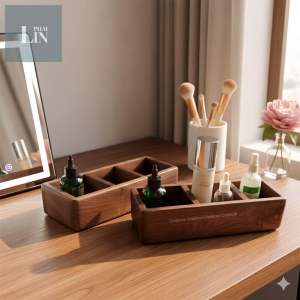 Khay gỗ óc chó chia ngăn tiện lợi