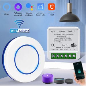 Tuya WiFi Smart Switch 16A RF 433Mhz Wireless Remote Control Push Button Switch Voice Control With Alexa Google Assistant Alice