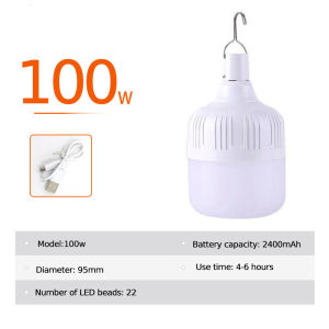 USB Rechargeable LED Bulb Portable Camping Light Emergency Flashlight Outdoor Picnic Hanging Tent Light with Hook