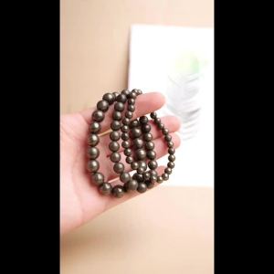 JD Natural Pyrite Beaded Bracelets Women Men Vintage Charm Round Stone Healing Energy Strand Bangles Yoga Balance Wrist Jewelry