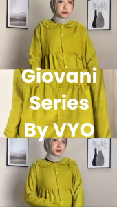 Vyo Kemeja Polos Kerah Rampel Giovani Kekinian Atasan Blouse Wanita Terbaru