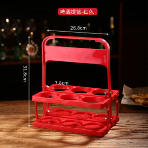 Portable Plastic Beer Holder KT-Vinyl Alcohol Bracket Foldable Handheld Basket 6 Bottle Carry Frame Lightweight Beer Serving Tray
