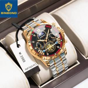 BINBOND Watch for Men Original Business Tourbillon Night Glow Waterproof Luxury Seiko Wristwatch