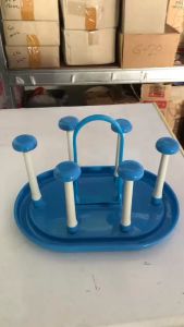 Stand Gelas 6 Stick Plastik Oval / Stand Glass / Wadah /Tempat Cangkir / Rak Gelas / Tatakan Gelas