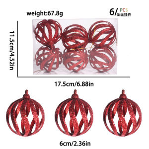 6Pcs Christmas Decoration 6CM Hollow Christmas Ball Hanging Xmas Tree Pendant Home Decor Party Arrangement New Year Gift Navidad
