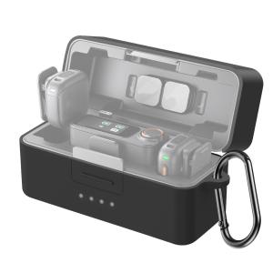 PULUZ Silicone Protective Cover For DJI Mic 3 Charging Case Washable Anti-fall Shockproof Portable Carrying Bag with Carabiner