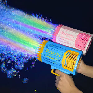 LED Lighting Kids Bubble Gun Toy Electric Outdoor Automatic 69 Holes Gatling Machine Bazooka Rocket Launcher