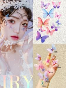 3D Butterfly Face Makeup Pearl Stage Performance Bridal Childrens Costume Accessories Thin Veil Double Layer Detachable