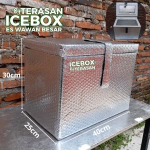 ICEBOX COOLER BOX PETI ES WAWAN UKURAN BESAR ES POTONG MAMBO DOGER ICE CREAM ES KRIM 8 LITER DILAPISIN ALUMUNIUM FOIL 4MM PENGAIT VELCRO TAHAN 16 JAM