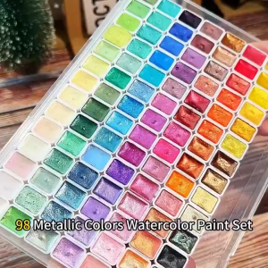 GiorGione Pearlescent Solid Opaque Watercolor Paint Set 24/36/48/60/72/98 Colors Shimmer Glitter Starlight Colors for Beginners Artists珠光固体水彩颜料