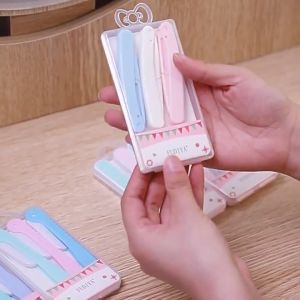 Bộ 3 Dao Tìa Mày Gấp Gọn Kèm Hộp Đựng Bảo Quản An Toàn Dao Tỉa Chân Mày Đa Năng Lưỡi Dao Thép Không Gỉ Dễ Dùng Tiện Lợi