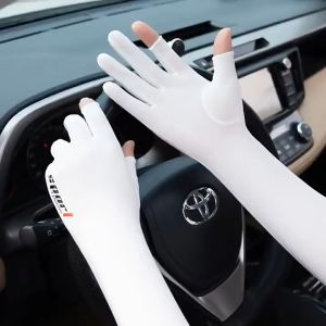 Găng tay chống nắng SPORT cho nam và nữ bao tay đi nắng nữ xỏ ngón có vân chống trượt chống tia UV  chất lụa băng mát lạnh