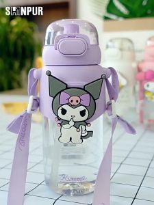(SG Seller) Sanrio Kuromi My Melody Cinnamoroll Purin Children Water Bottle 600ml Tritan Girls Water Bottle Student Straw Cup Kids Water Bottle Gift