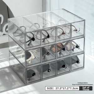 Acrylic Multi-level Drawer-style Glasses Organizer Box