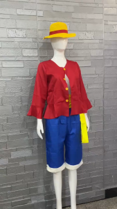 Animie One Piece cosplay Monkey D. Luffy Cosplay Costume for Kids Adult Belt Straw Hat Full set Men Halloween Costume Party Prop