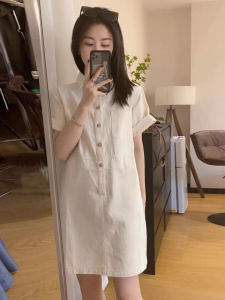 Summer Simplicity All-Matching Youthful-Looking Fancy Shirt Dress Gentle Loose Slim Looking Small Man Straight Dress