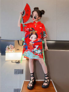 ชุดฮั่นฝูแบบปรับปรุงตุนหวงสำหรับเด็กผู้หญิงชุดกี่เพ้าชุดราชวงศ์ถังสำหรับเด็กผู้หญิงชุดทำการแสดงสไตล์จีนชุดเดรสแฟชั่นสไตล์จีนสำหรับฤดูร้อน