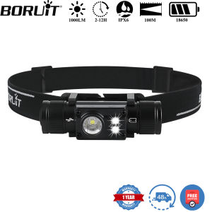 BORUiT HP500 1000LM LED Headlamp Type-C Rechargeable 18650 Headlight Waterproof Outdoor Camping Fishing Head Torch