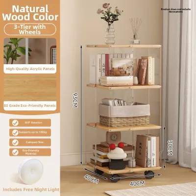 360 Degree Rotating Multi-Level Movable Bookshelf Cabinet
