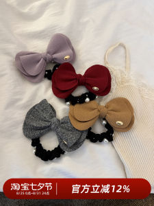 ริบบิ้นผ้าขนสัตว์รูปผีเสื้อ ริบบิ้นผมสูง ริบบิ้นผมทรงกลม เครื่องประดับผมรูปผีเสื้อ รูปไข่มุก 3 มิติ สไตล์เกาหลี ใหม่สด