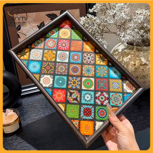 Fasimiyu ถาด ไม้วอลนัท ถาดไม้วางอาหาร สไตล์โบฮีเมียน ถาดวางของอเนกประสงค์ ถาดไม้ตกแต่งบ้าน สวยๆ ใช้เสิร์ฟชา แก้วไวน์ หรือเก็บเครื่องประดับ