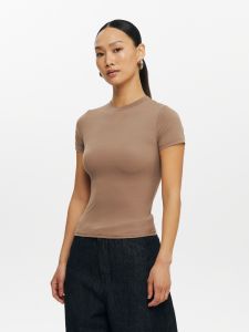 Oneup Womens Yoga Sportswear Short Sleeve T-Shirt Breathable Moisture Wicking Slim Fit Summer Fitness Uniform Casual round Neck