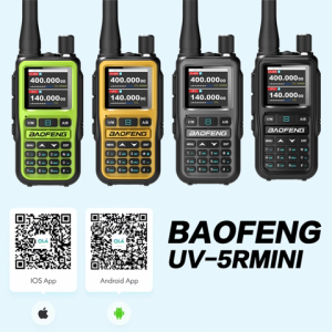 2 Set Baofeng UV-5R Mini Walkie Talkie Long Range Bluetooth Multi-Band Programming 1600mAh Type-C Fast Charging UHF/VHF/AMFM Handset Two-Way Radio