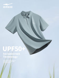 Erke Polo Shirt Mens Summer New Sport Ice Silk Dad Short Sleeve T-Shirt Mens Clothing Quick Dry Breathable UV Protection