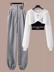 Autumn Clothing Matching a Set of European Goods Fried Street Beautiful Sweatshirt Athleisure Jazz Dance Pants Sweatpants Autumn Suit Women