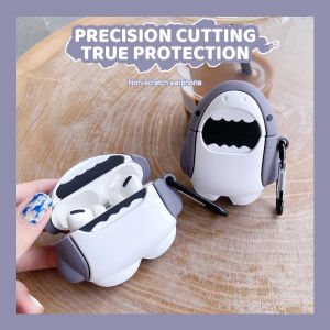 ZAY Casing Pelindung Headset Bluetooth Nirkabel Penutup Cangkang Lucu Silikon Hiu Kartun Untuk AirPods