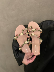 Low Heel Slip-On Sandals Fairy Shoes 2025 New Summer Outdoor Wear Pink Mini Slippers Fashionable Flat Heel Open-Toe Shoes