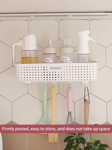 (HOME+) Kitchen Storage Rack Home Bathroom Non Perforated Wall Mounted Washbasin Drain Storage Rack