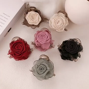 Korean Rose Flower Hair Clamp Aesthetic Style Claw Clip Fashion Elegant Hair Accessories for Women