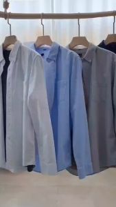 Japanese Oxford cloth Long sleeve Shirts Fashion Business Casual Plain Lapel Tops