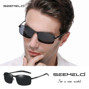 SEEMELO แว่นตากันแดดโพลาไรซ์แว่นกันแดดกรอบสี่เหลี่ยมแว่นตากันแดดขับรถคลาสสิก UV400วิสัยทัศน์ที่สะอาดแว่นตากันแดดการมองเห็นได้ในเวลากลางคืนแว่นตาใส่วิ่งขี่จักรยานสำหรับผู้ชาย