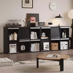 Solid Wood Bookcase Living Room Wall Mounted Storage Cabinet Display Shelf Bedroom Organizer Eco Board Foldable Customizable