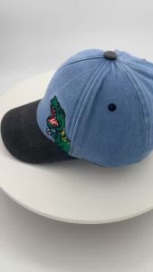 Patchwork Embroidered Side-Necked Green Small Dinosaur Childrens Baseball Cap Outdoor Adjustable Sun Hat with Brim