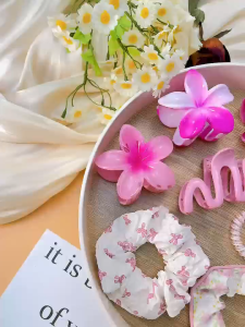 11pcs Flower Hair Clip Hair Tie Set Star Plumeria Geometric Hair Clamp for Women Hair Accessories