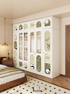 MEISD | French Cream-Styled Combination Steel Wardrobe with Glass Doors
