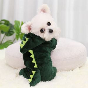 Thickened Dinosaur Transformation Clothes for Small Dogs like Teddy Bichon Pomeranian Yorkie Schnauzer Pet Apparel Autumn Winter