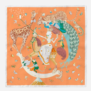 ผ้าพันคอไหมลายกระต่ายแกะยาว 53 ซม. สำหรับผู้หญิง ผ้าพันคอไหมลายทาง ผ้าไหม ผ้าไหม ผ้าฝ้ายผสมโพลีเอสเตอร์ ฤดูใบไม้ผลิและฤดูใบไม้ร่วง