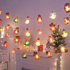 Christmas LED String Lights Battery Powered(No Battery) 10/20LED Santa/Snowman/Tree Design Xmas Party Home Decoration Gift
