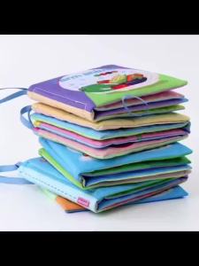 Washable Baby Cloth Book Set - BPA-Free Crinkle Sensory Toys with Teething Rings & Multi-Textured Pages for 0-12M Infant