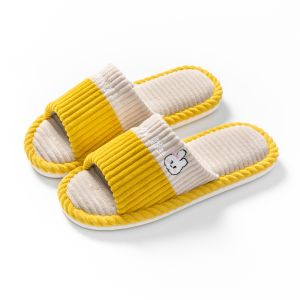 New 2025 Mens Linen Slippers Anti-Slip Indoor Home Four Seasons Universal Couple Soft Bottom Silent Home Cotton Slippers