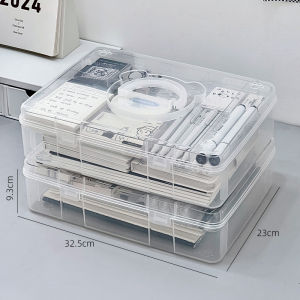 Large Capacity Portable Plastic Book Storage Box Double Layer Divided Organizer Box for Classroom Desktop Book Sorting Container