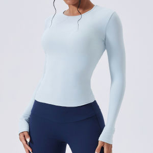 DSF Studio Antibacterial Casual Sports Long Sleeve Naked Waist Slim Fit Breathable Yoga T-Shirt Running Training Fitness Top