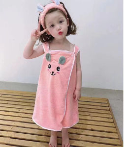 High Grade Childrens Bath Towel Skirt Hair Band Suitable for Wear By Older Children In Bathrobes 3-15 Years Old Absorbent