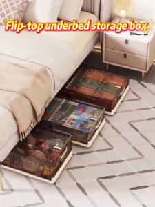 Under Bed Storage Box With Wheels Oversize Flat Clothes Organizer Megabox Storage Multi-purpose Under Bed Storage Containers with Lids for Clothes Shoes And Duvets