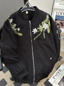 แจ็คเก็ตบินสไตล์อเมริกันย้อนยุคสำหรับผู้ชาย แจ็คเก็ตเบสบอลลายดอกไม้ แจ็คเก็ตฤดูใบไม้ร่วง แจ็คเก็ตบินผู้ชาย แจ็คเก็ตบินผู้ชาย